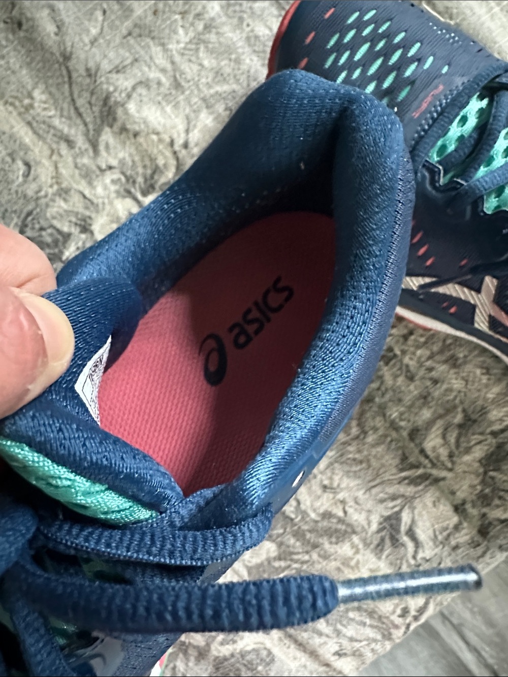 ASICS Navy Running Shoes with Teal and Coral Accents - Picture 6 of 6